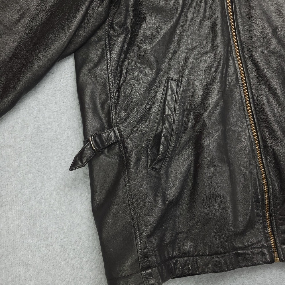 M‎ Julian Wilsons Leather Jacket Mens Medium Black Zip Front Buckle Pockets - Picture 3 of 16